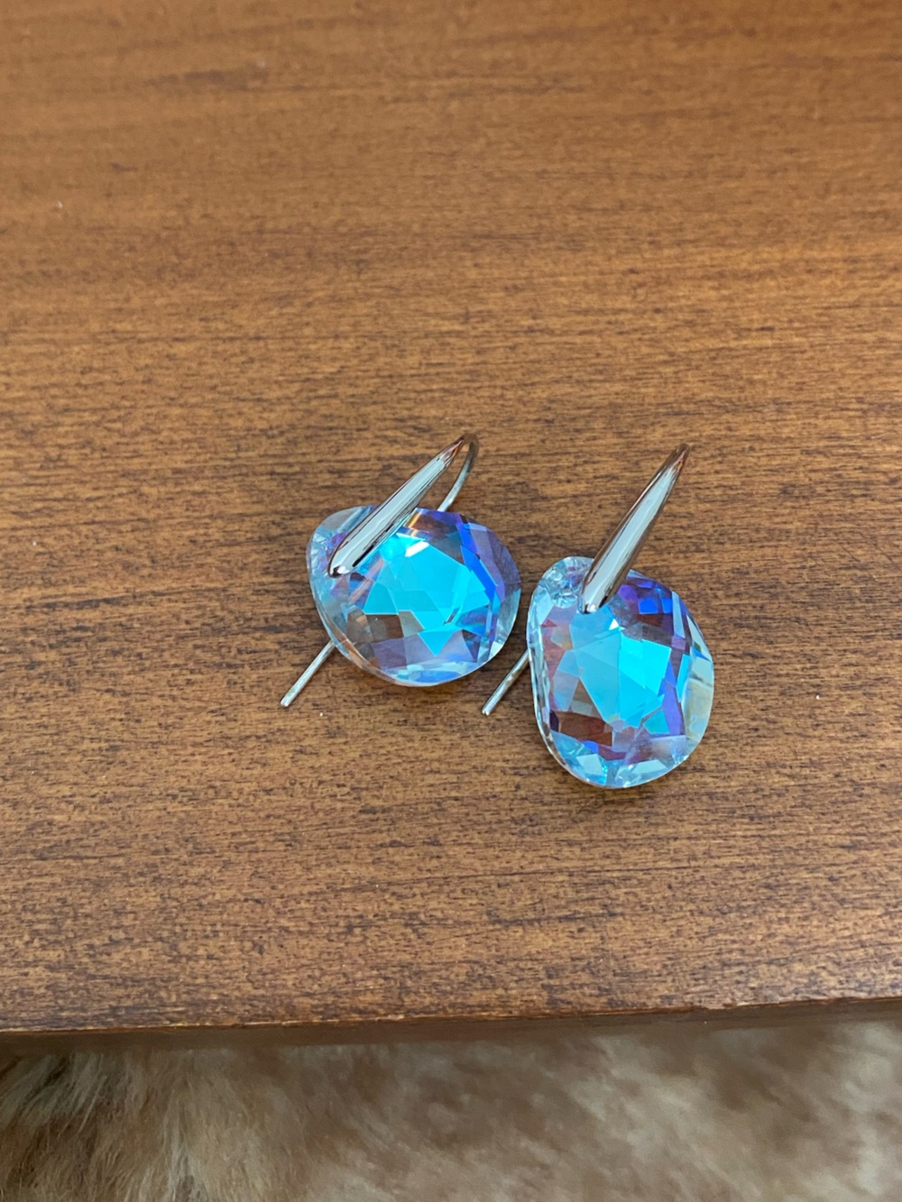 Swarovski Galet Light Azore Blue Pierced Earrings - Picture 5 of 5